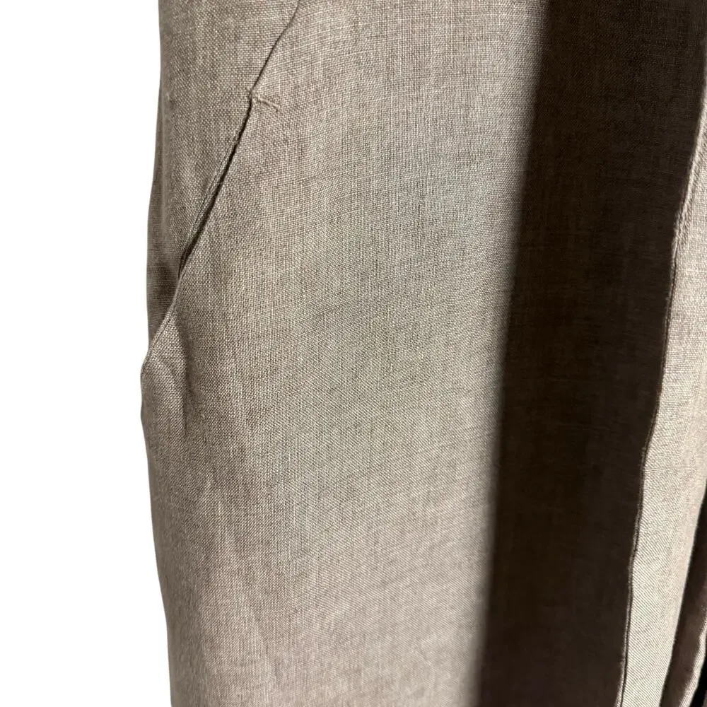 Eleventy Brown Linen Sleeveless Open Front Long Duster Trench Vest Size 10 - Picture 4 of 11